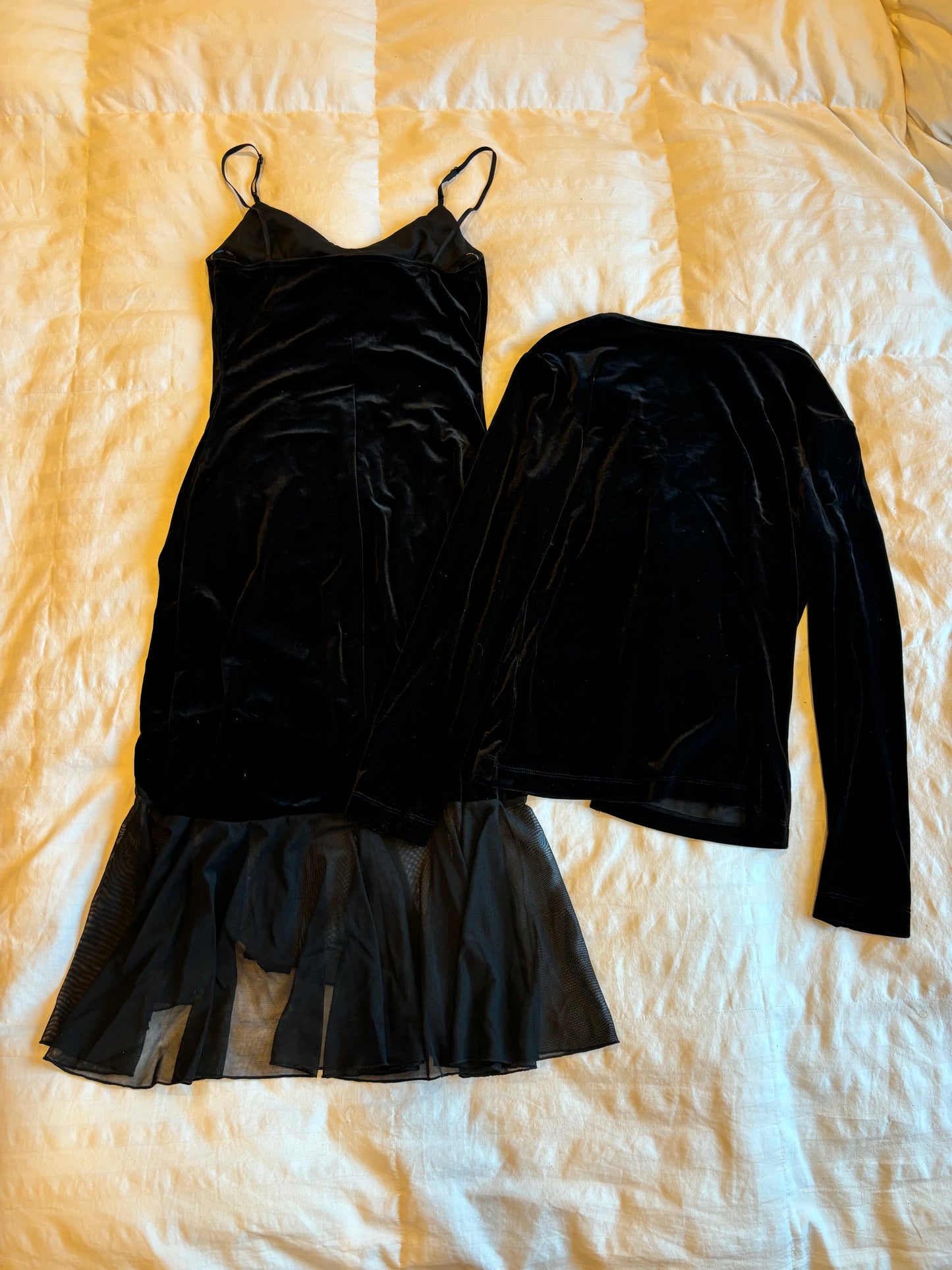 velvet dress cardigan set