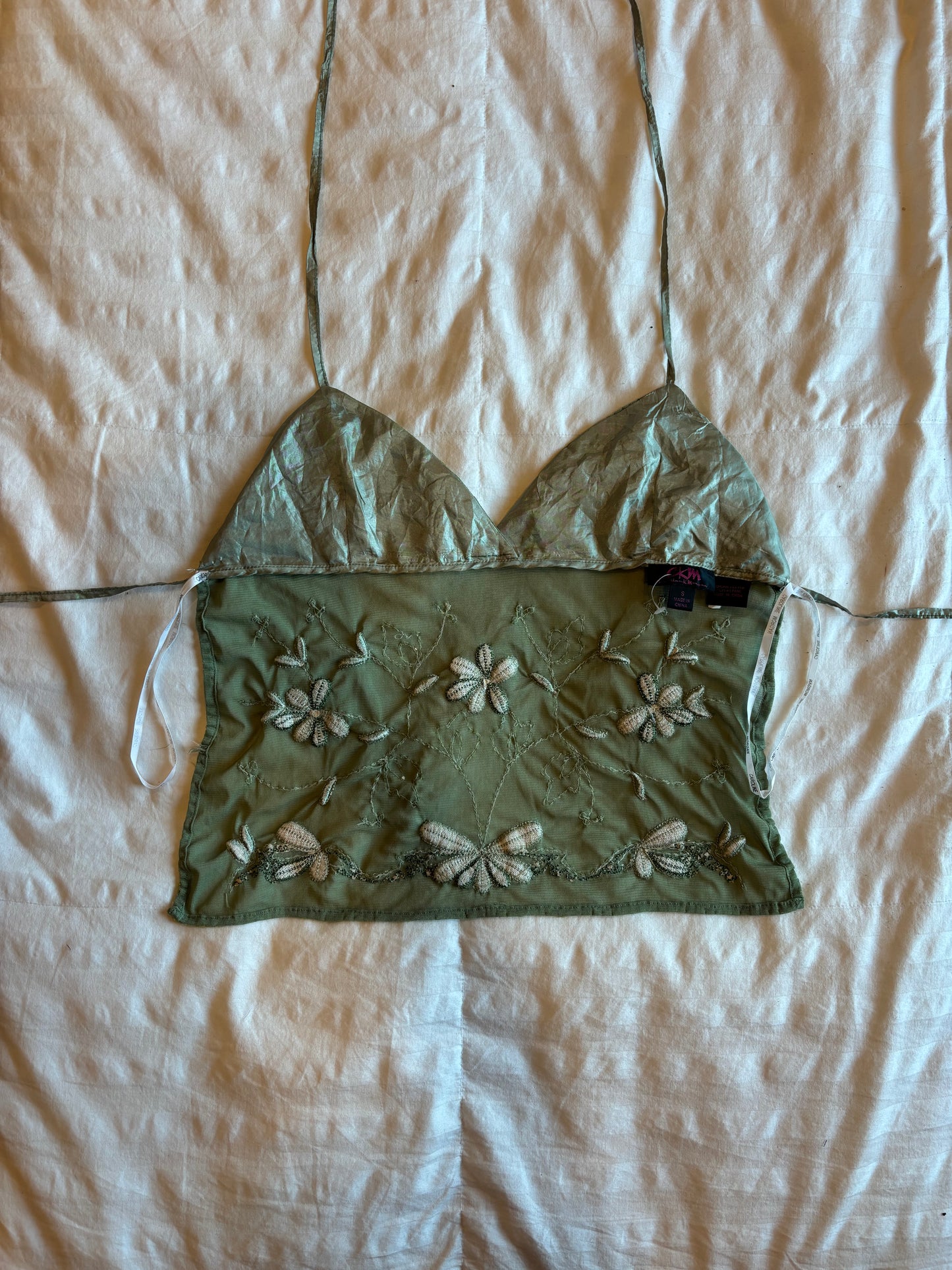 beaded backless halter top