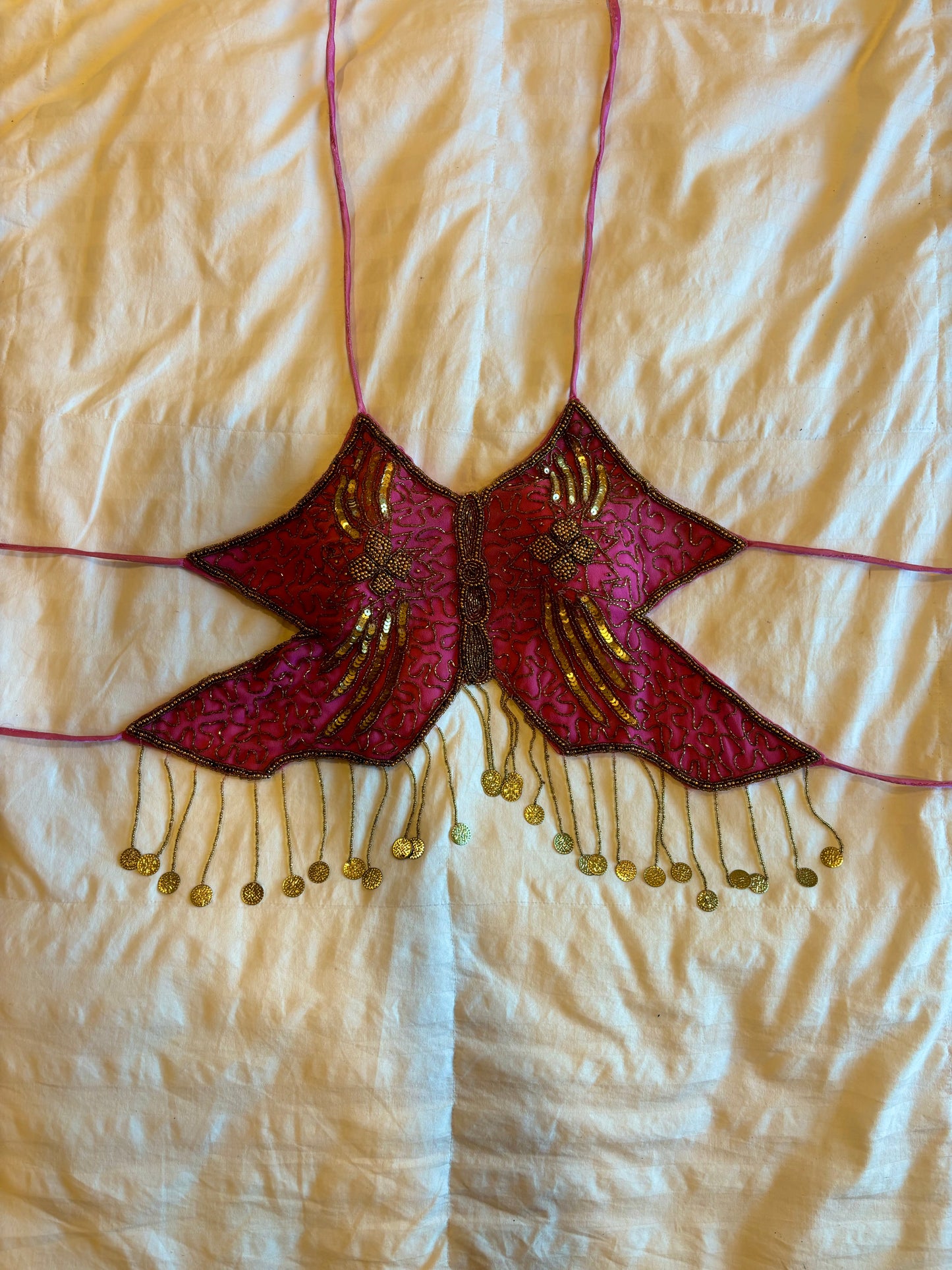 backless beaded butterfly halter top