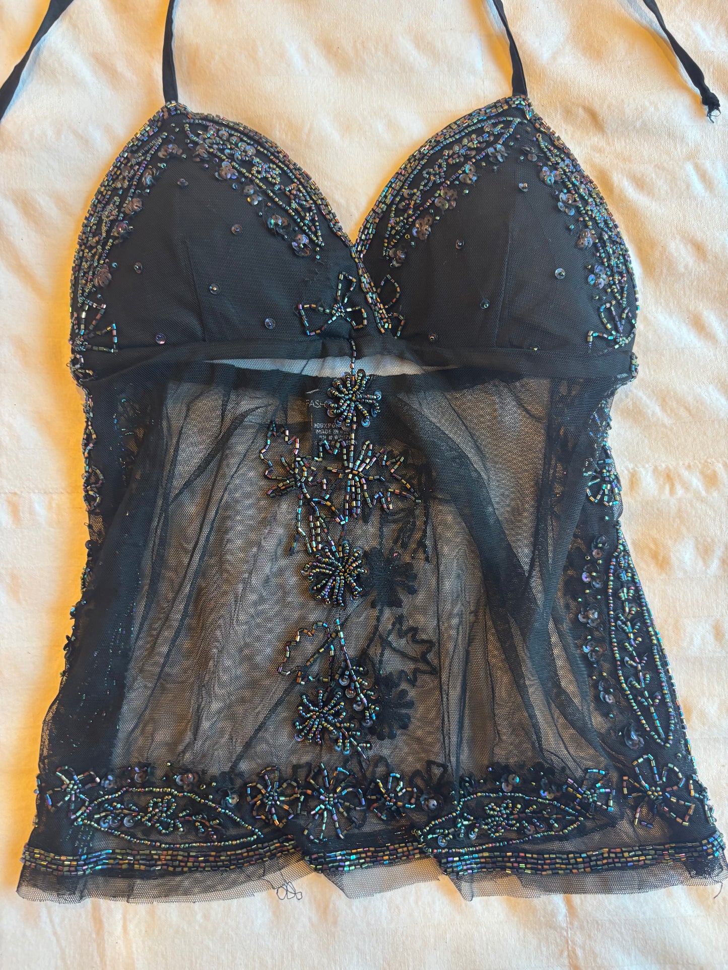 beaded backless top