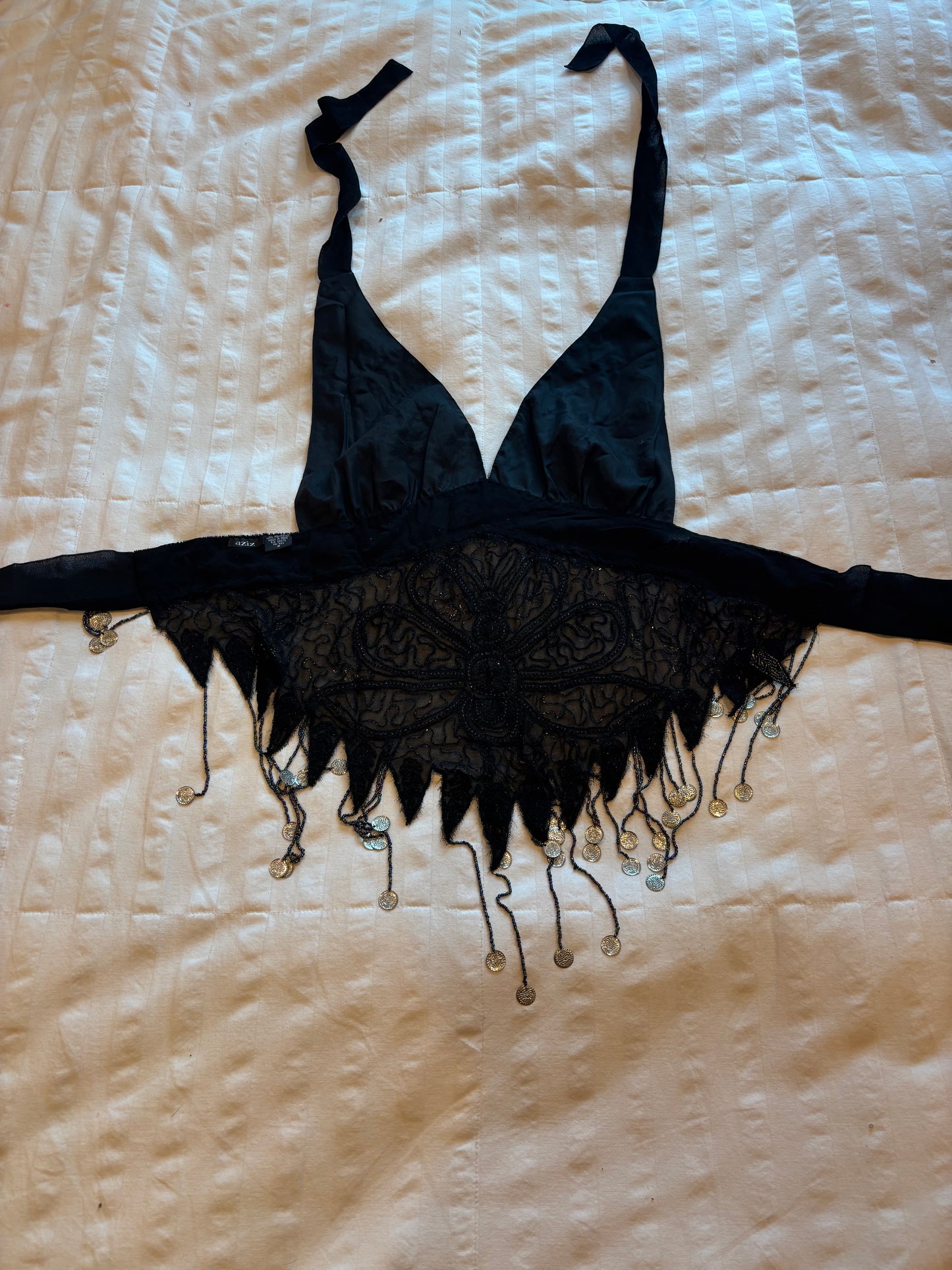 backless beaded halter top