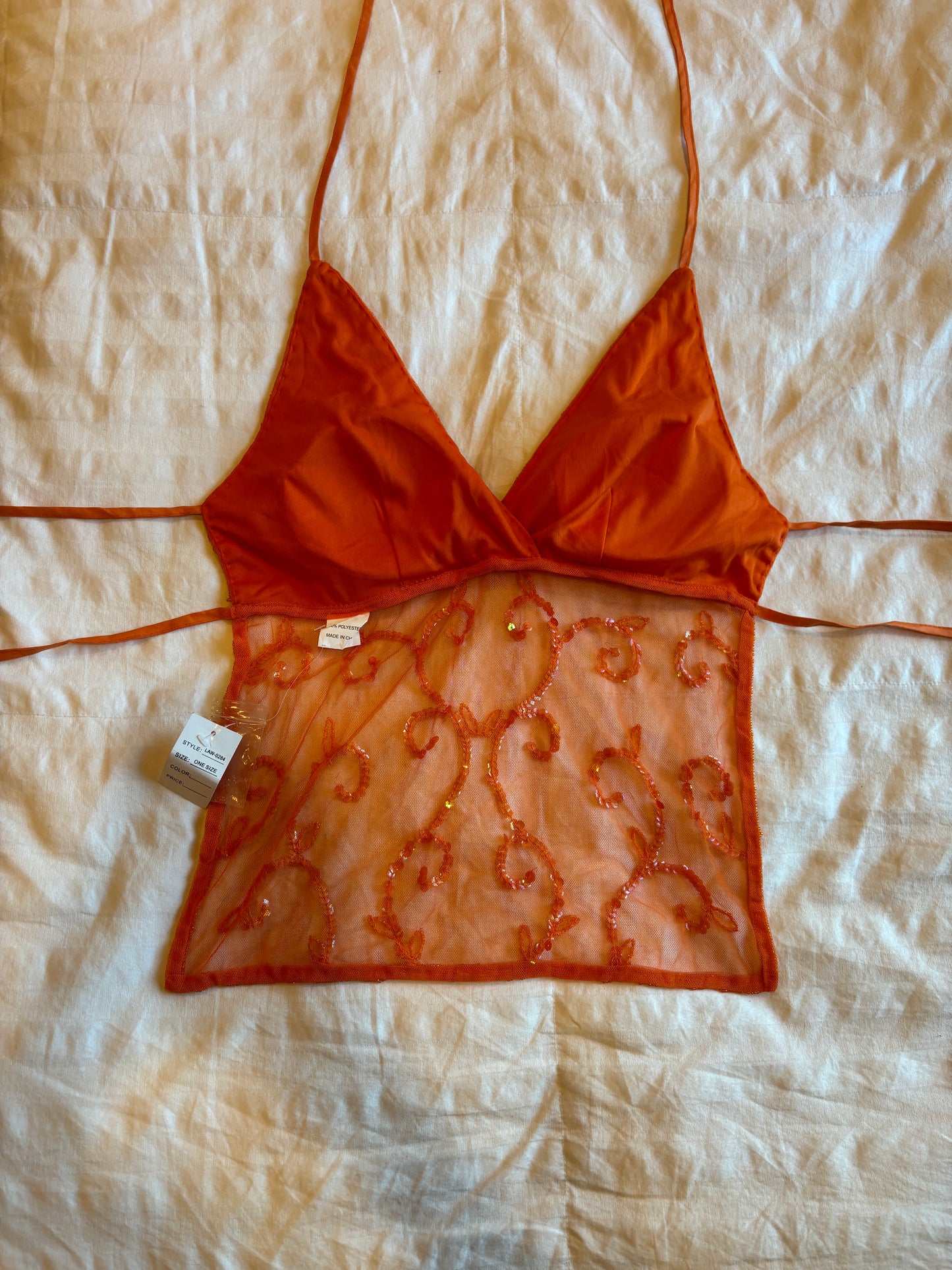 beaded backless halter top