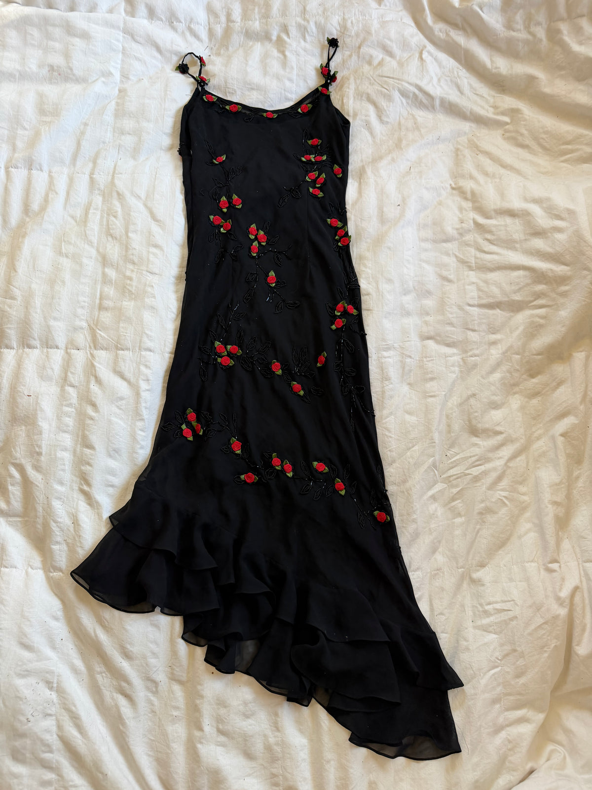 beaded asymmetrical dress