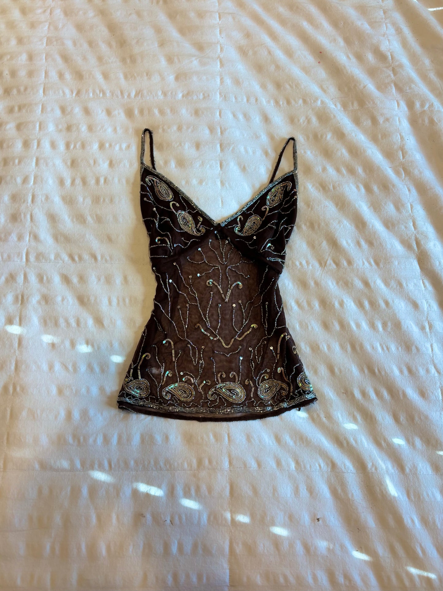 beaded wet seal top