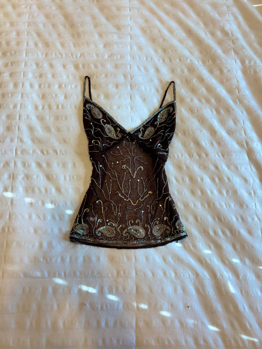 beaded wet seal top