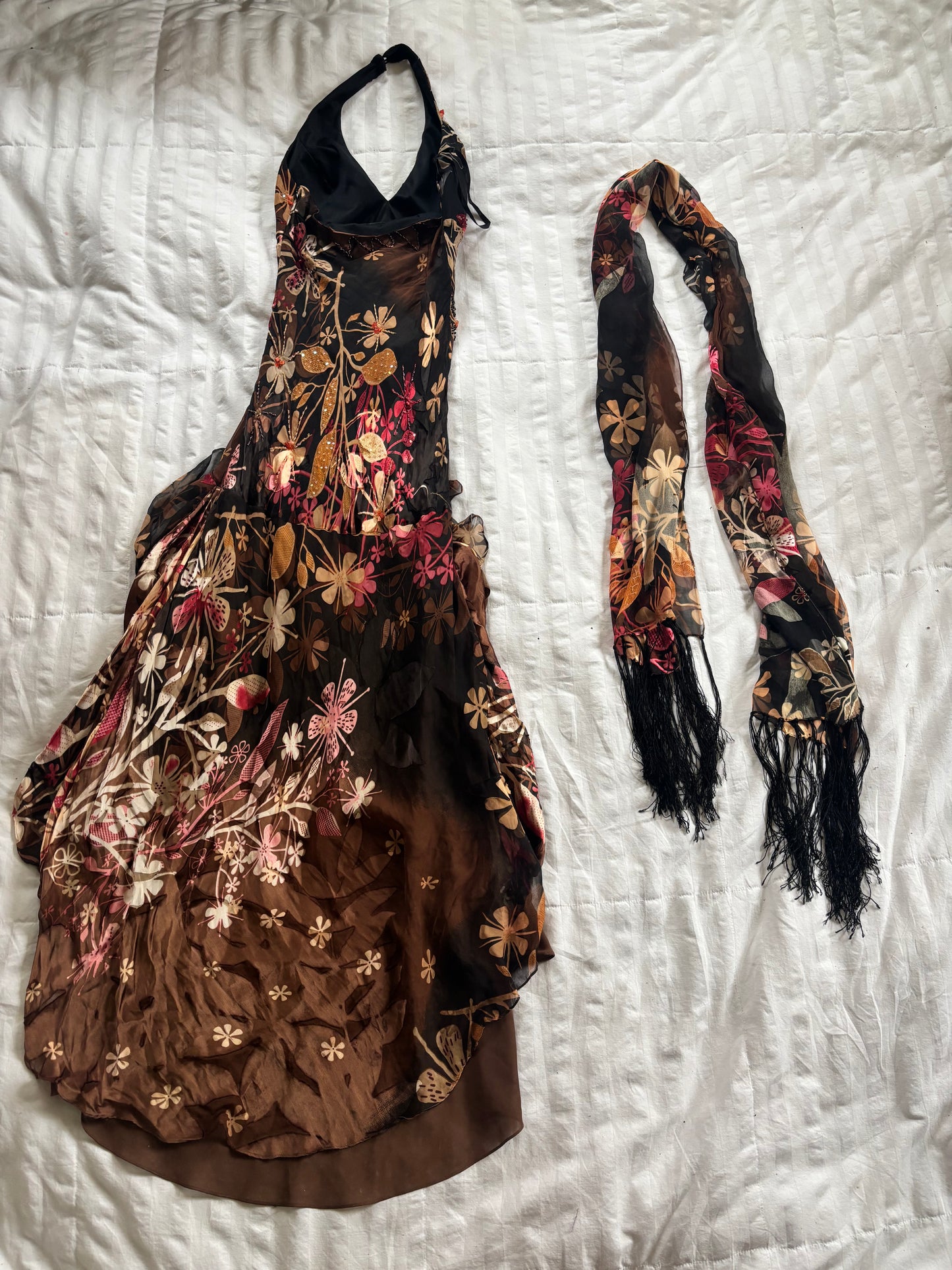 beaded silk dress set