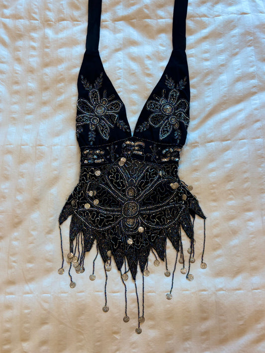 backless beaded halter top