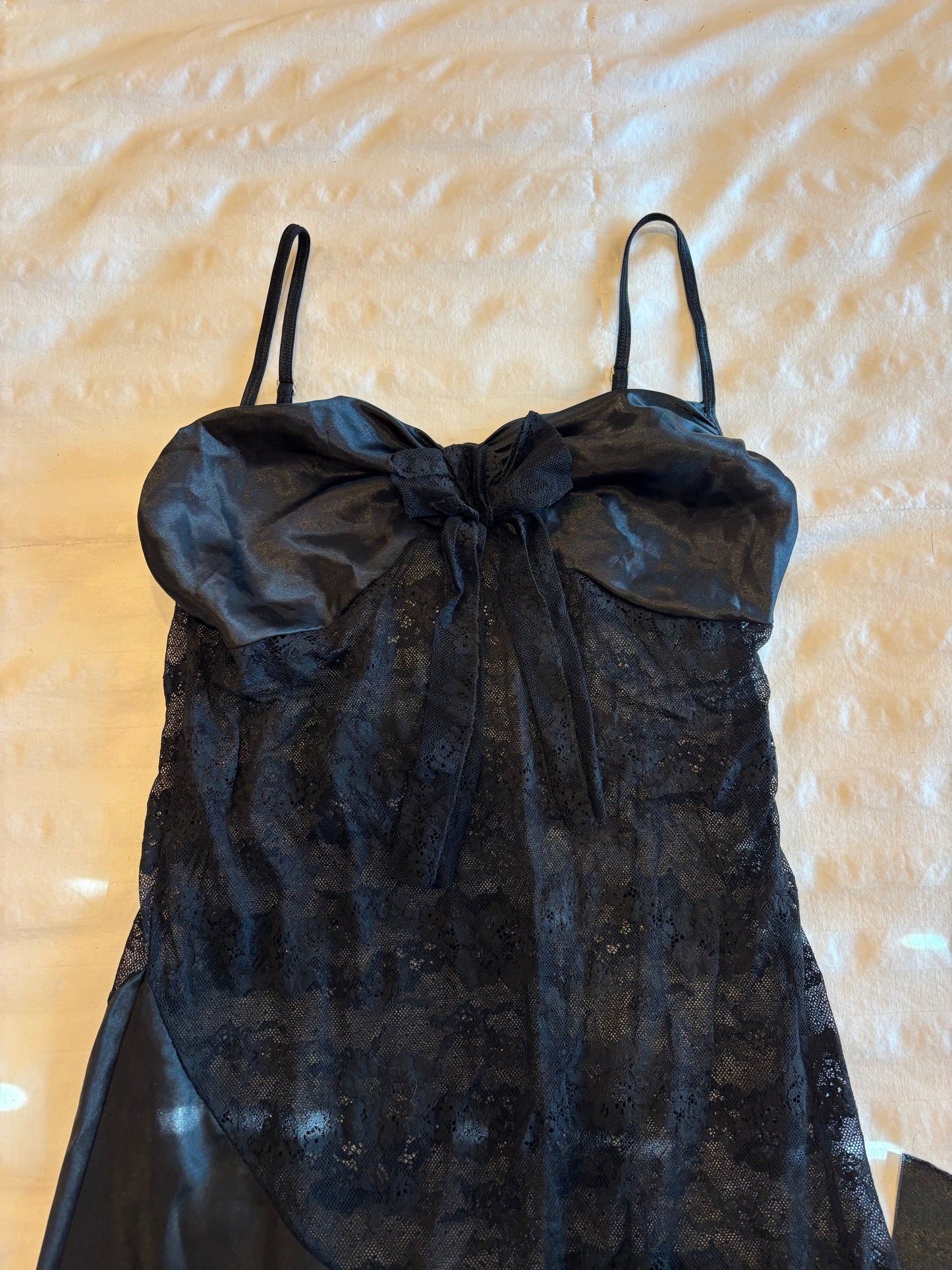 lace asymmetrical slip dress