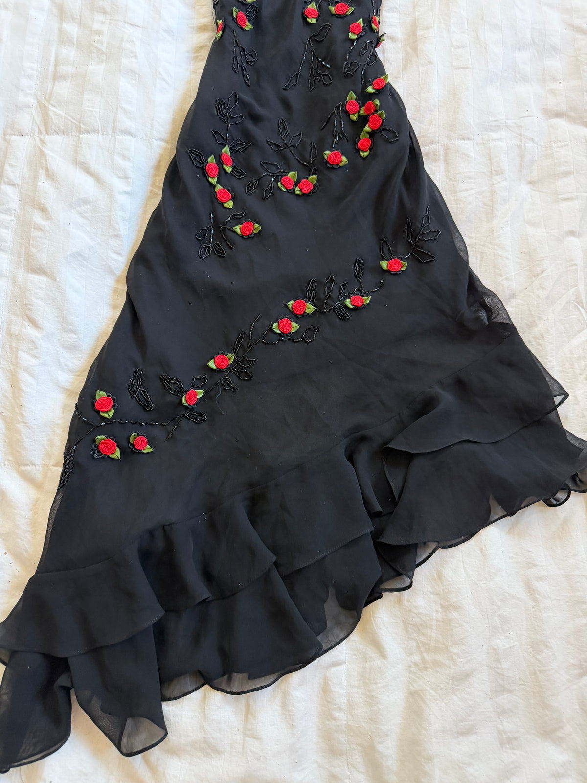 beaded asymmetrical dress