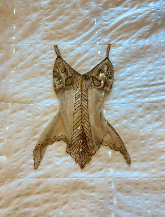 beaded wet seal top