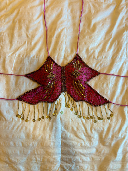 backless beaded butterfly halter top