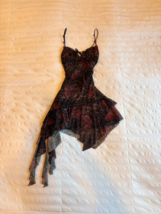 animal print asymmetrical dress