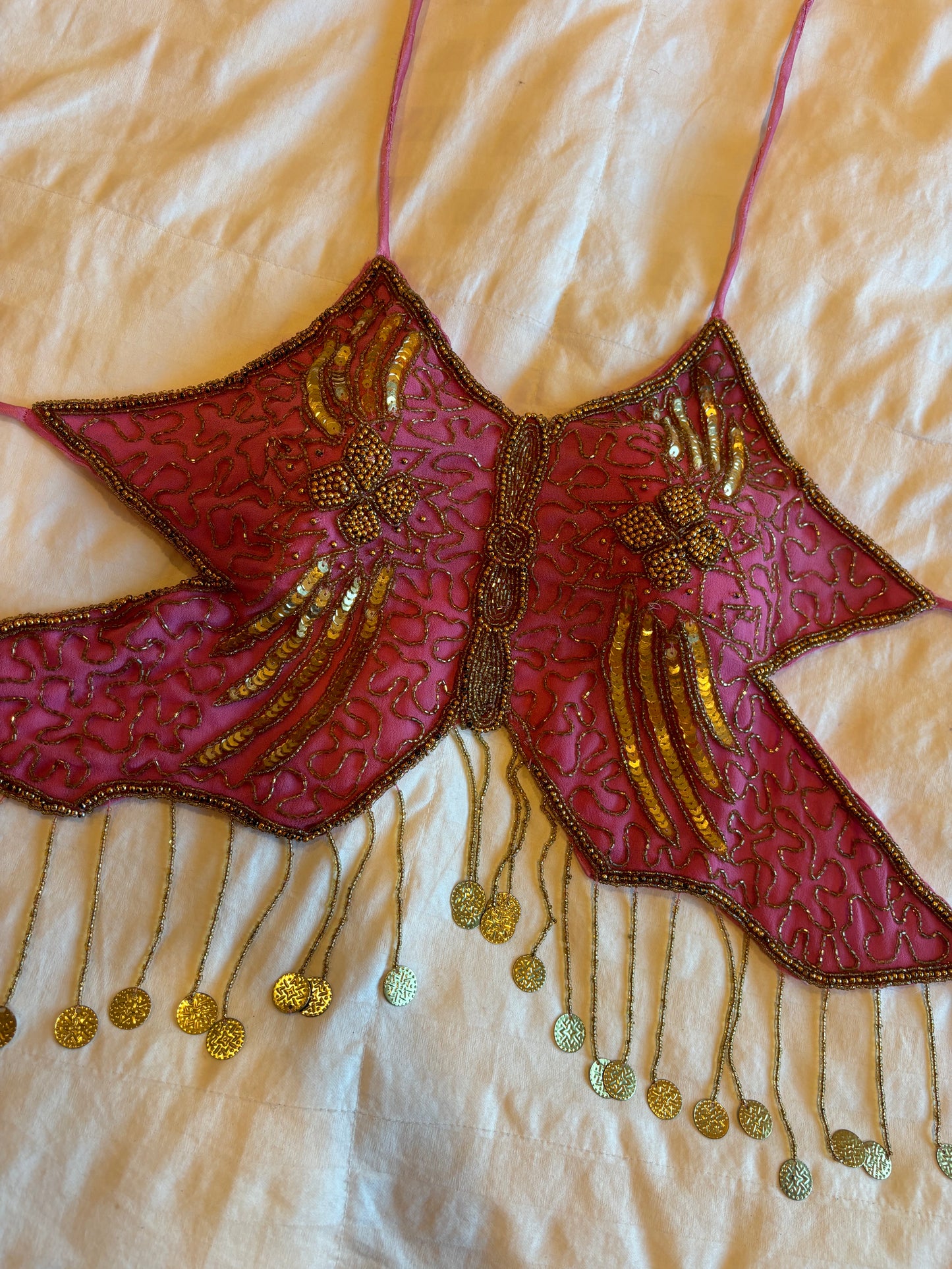 backless beaded butterfly halter top