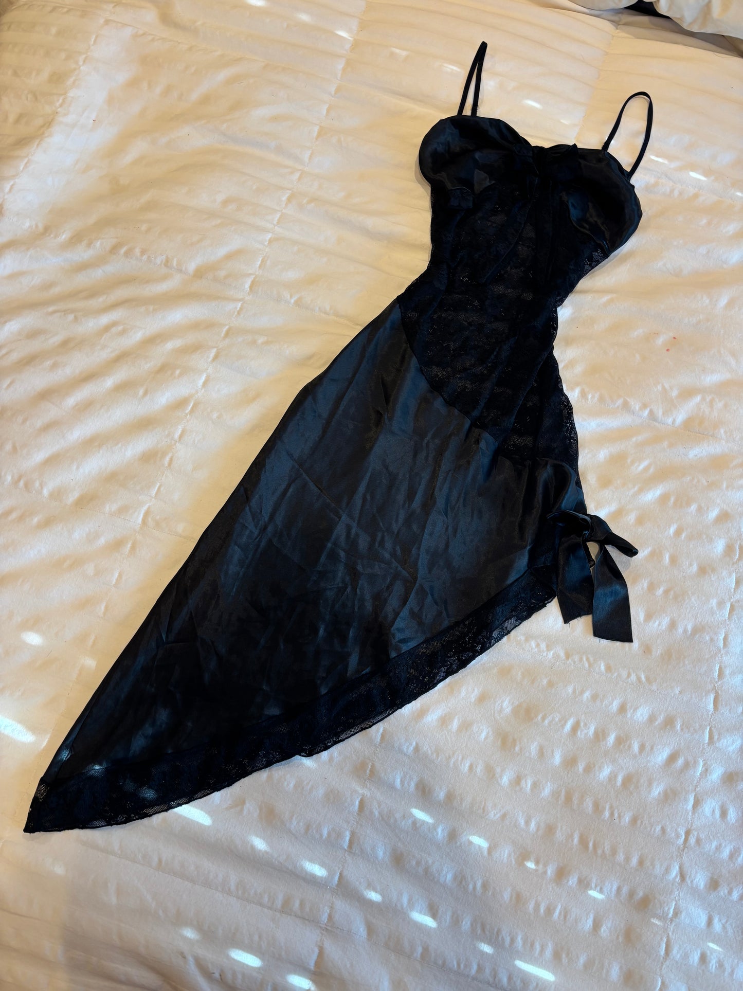 lace asymmetrical slip dress