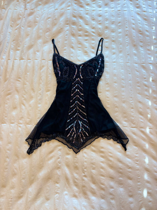 beaded wet seal top