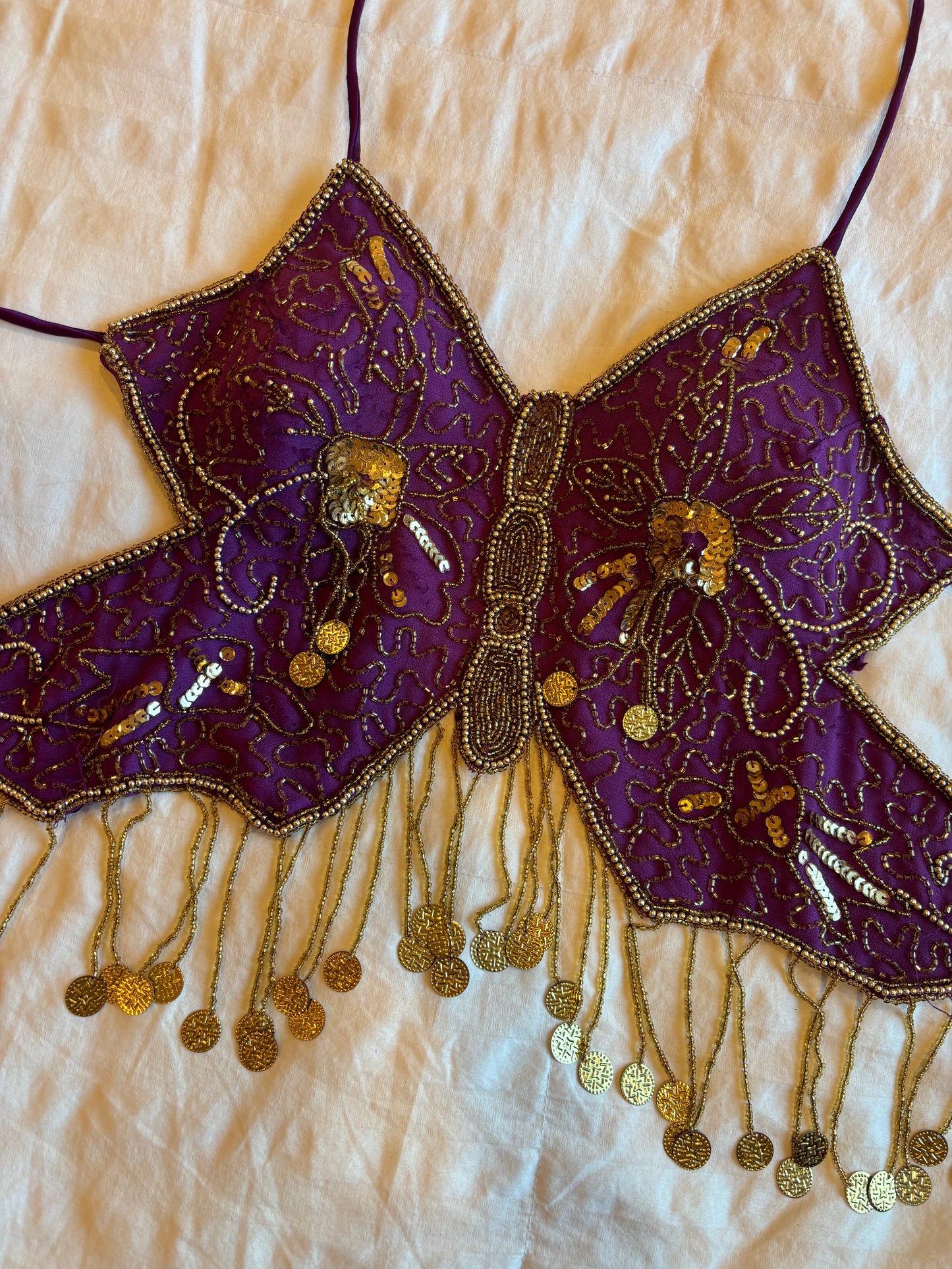 beaded backless butterfly top