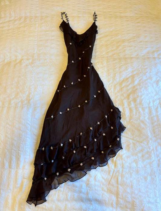 asymmetrical beaded dress
