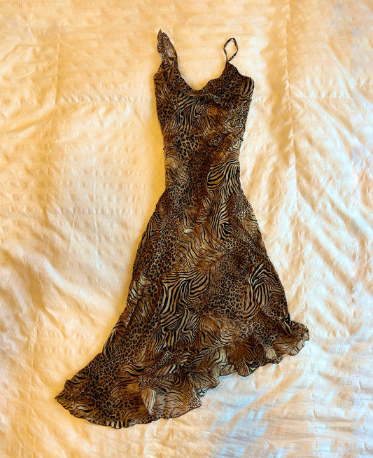 animal print asymmetrical dress