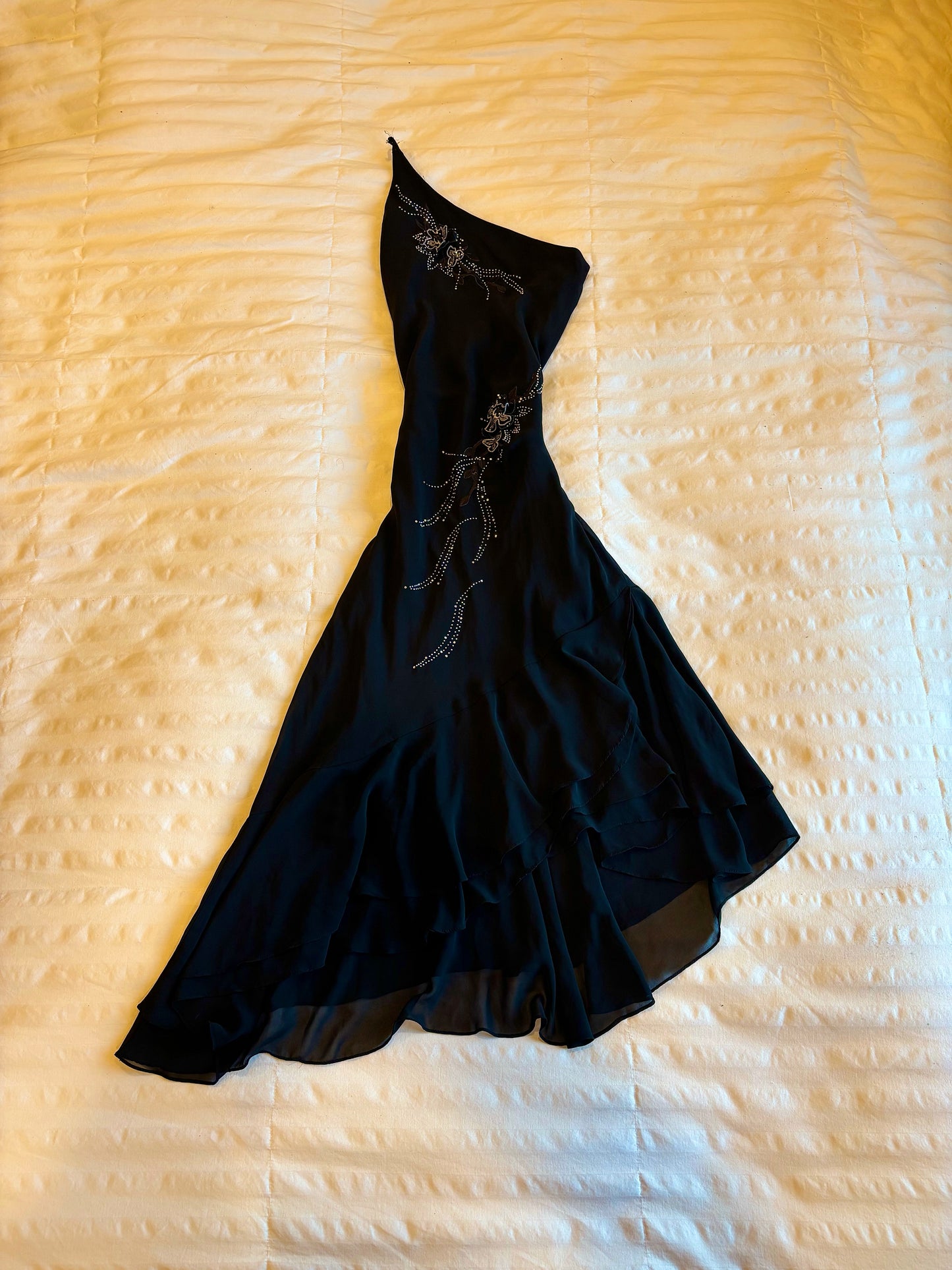 asymmetrical beaded dress