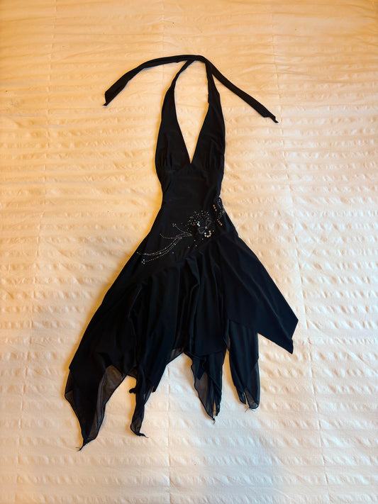 asymmetrical halter dress