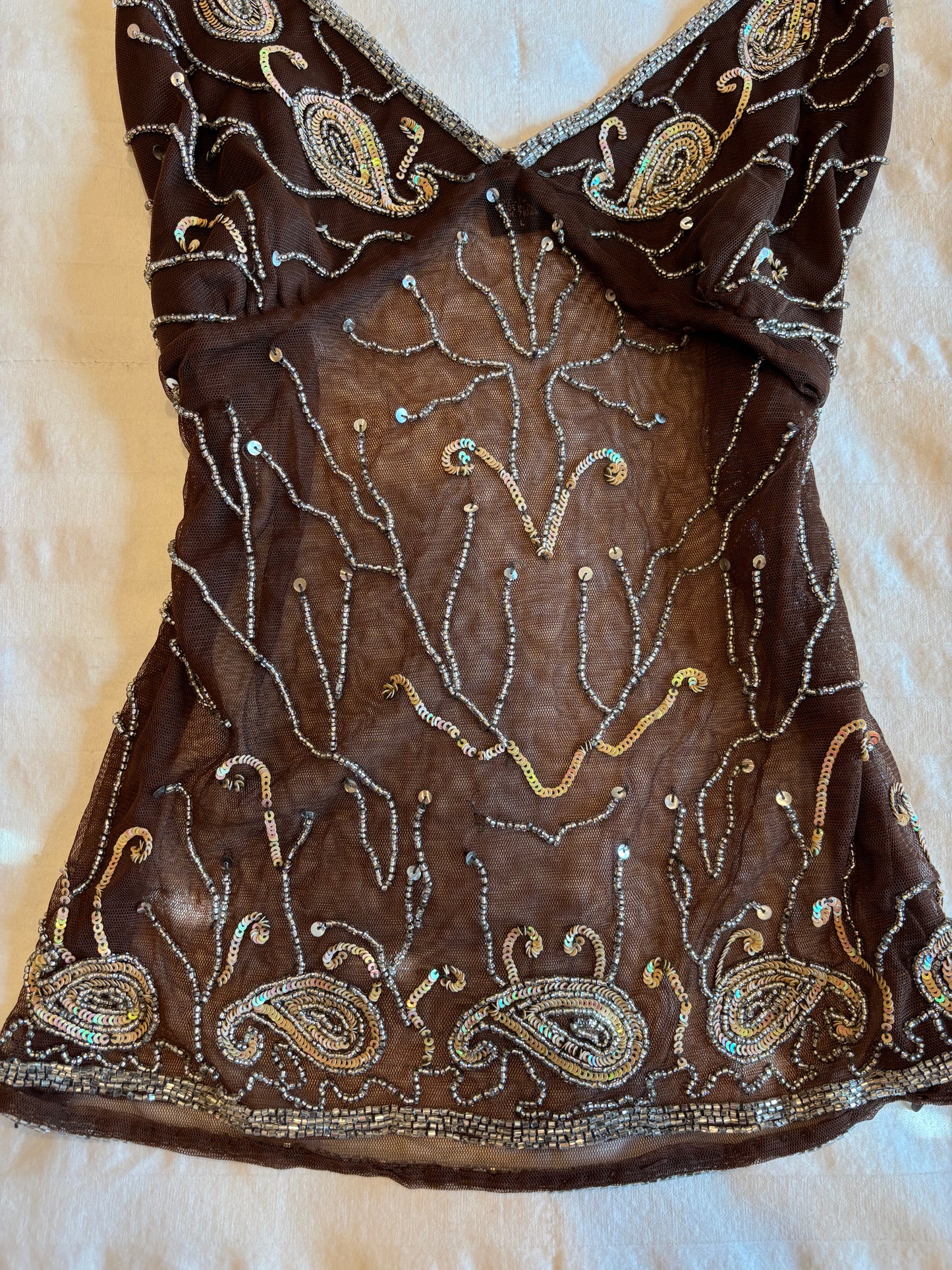 beaded wet seal top