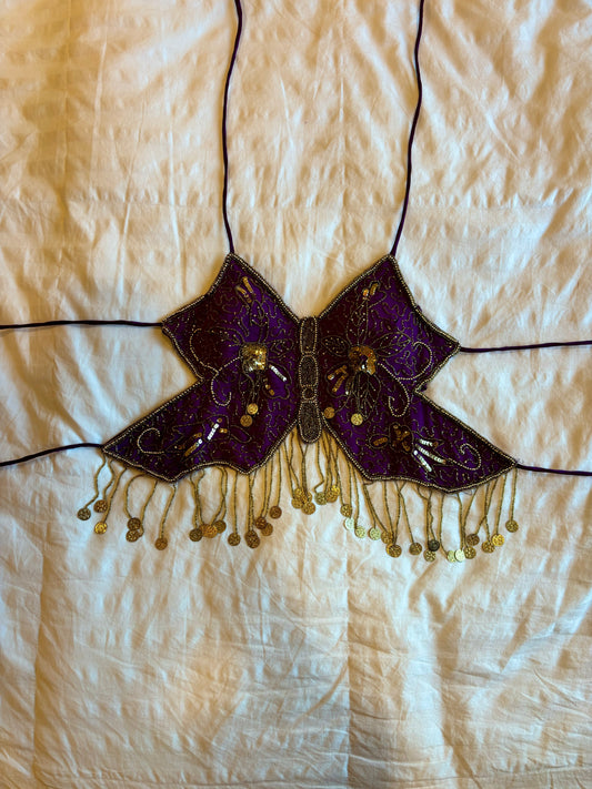 beaded backless butterfly top