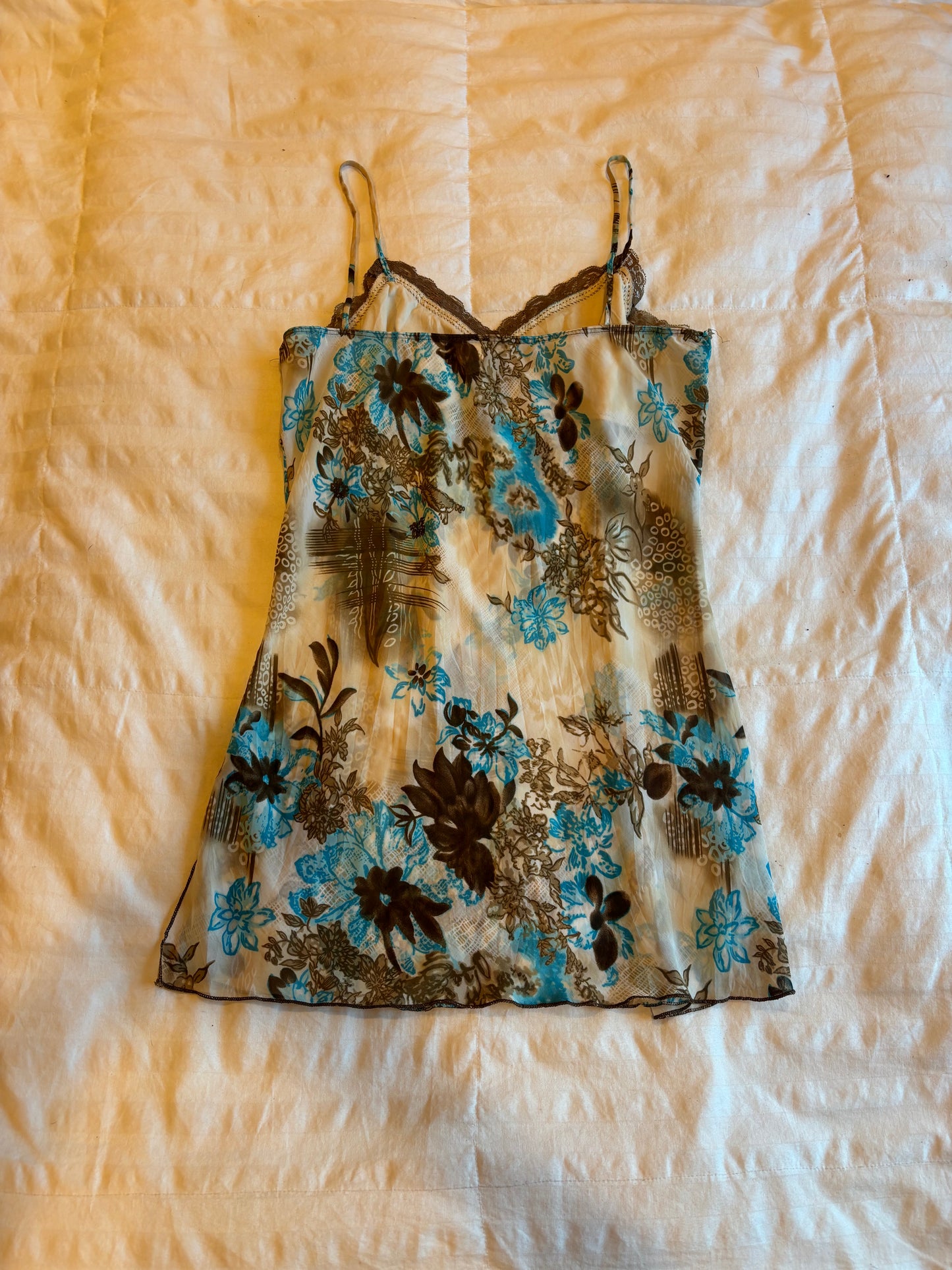 brown floral rave slip