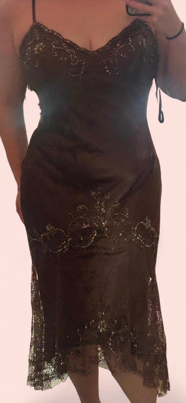 beaded lace xscape dress