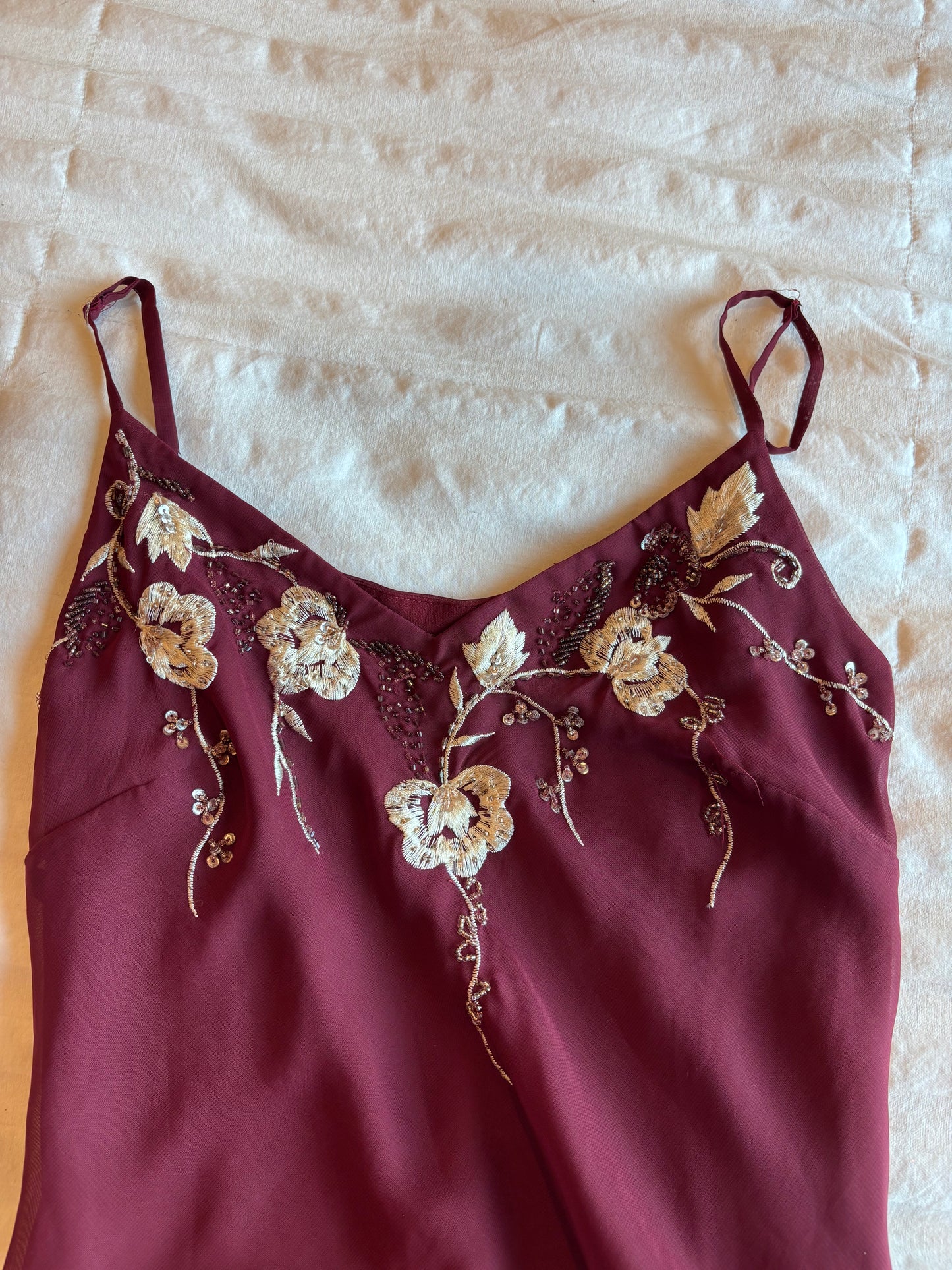 asymmetrical beaded floral dress