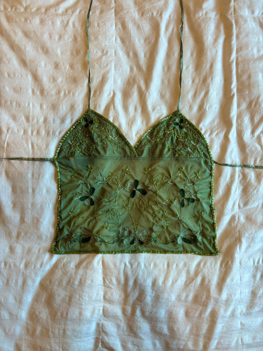 beaded backless halter top