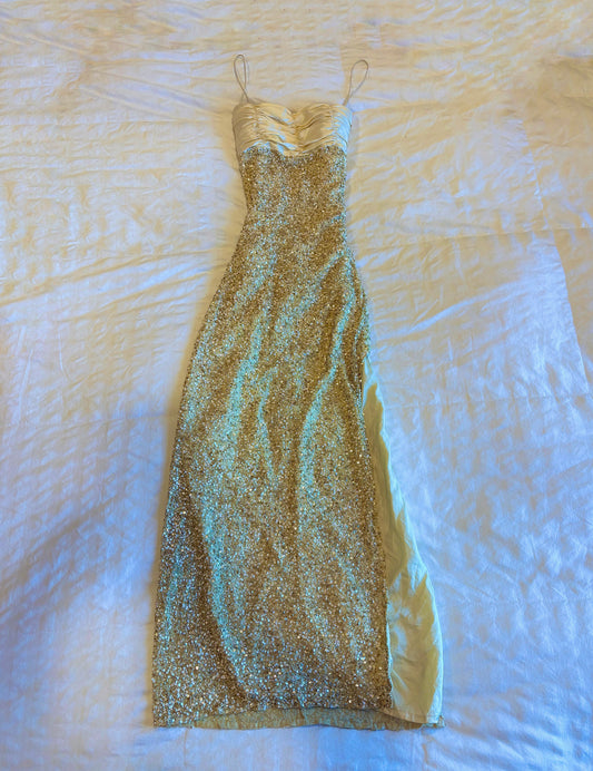 maxi scala beaded dress