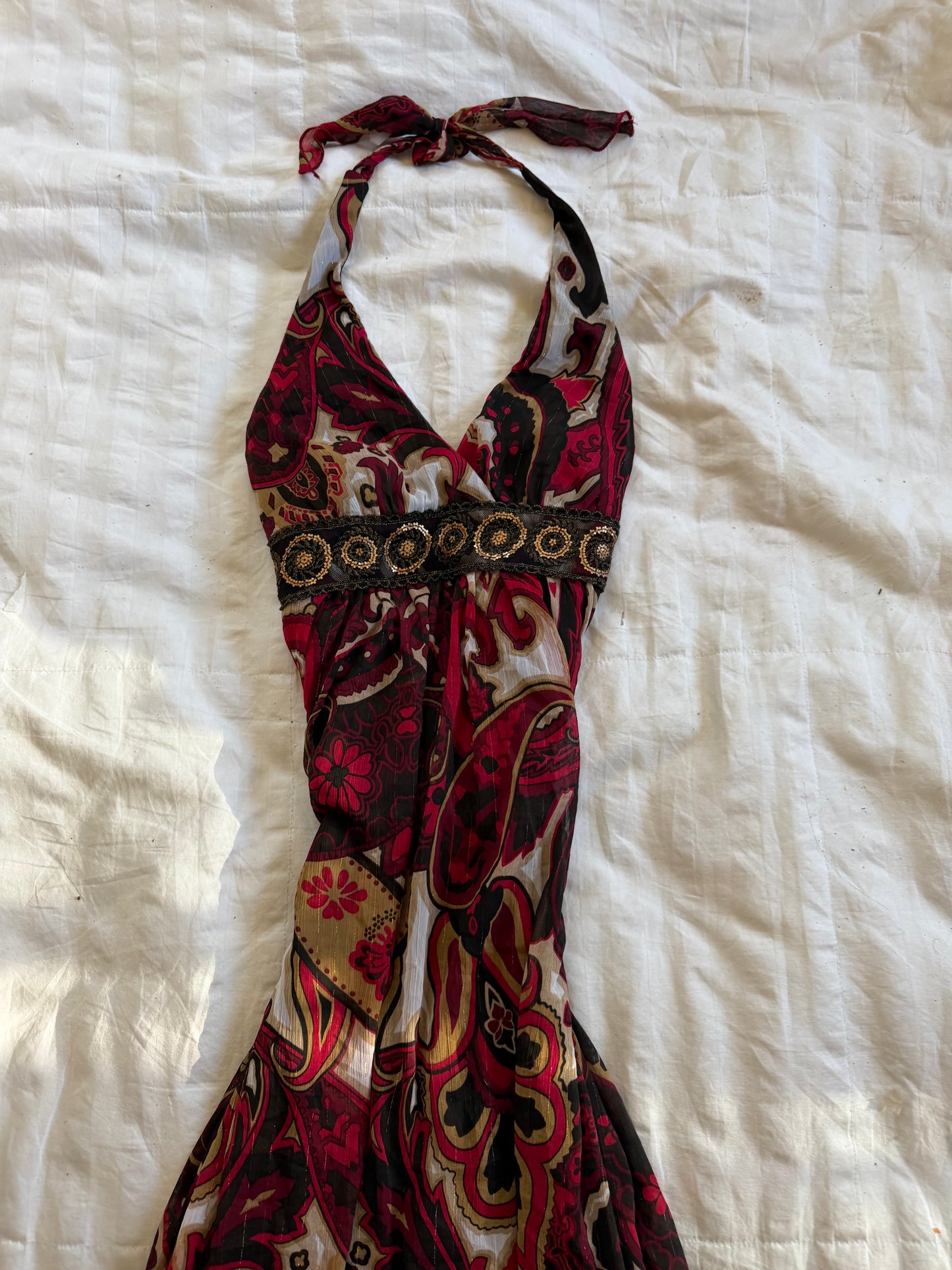 paisley halter dress