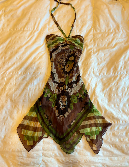 asymmetrical bcbg halter dress