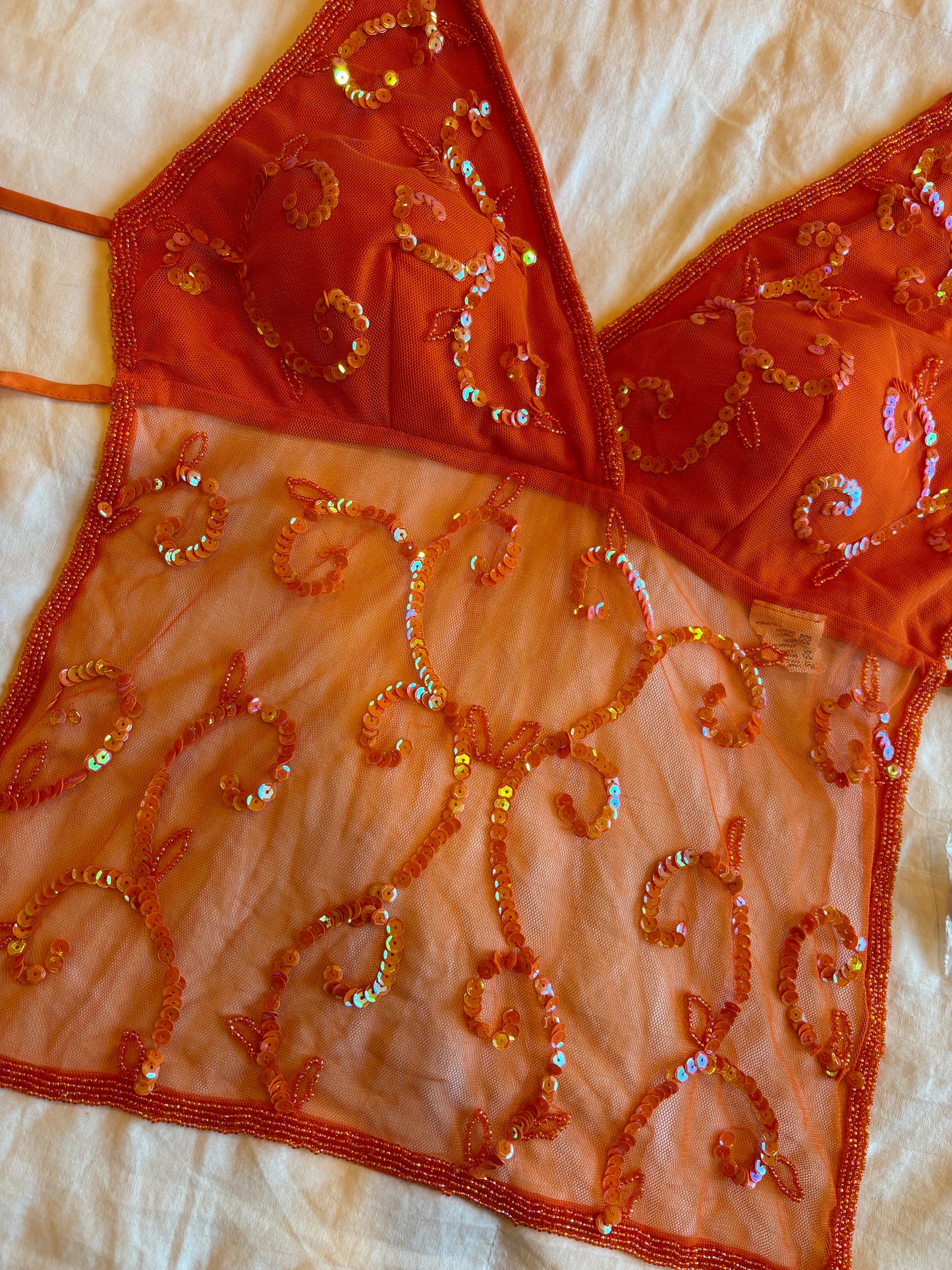 beaded backless halter top