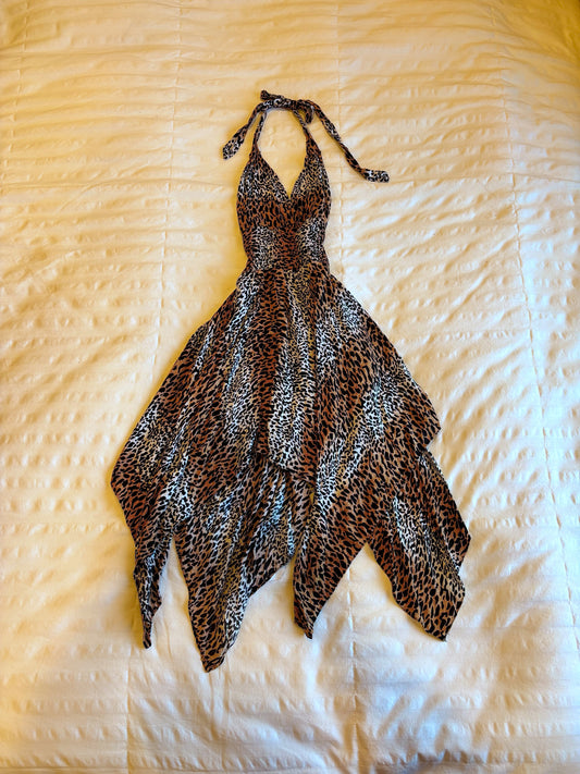 animal print halter dress