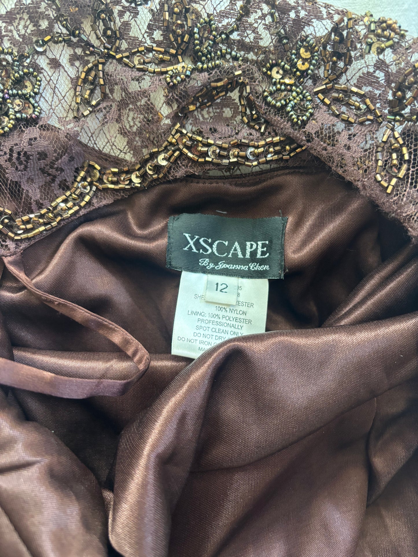 beaded lace xscape dress