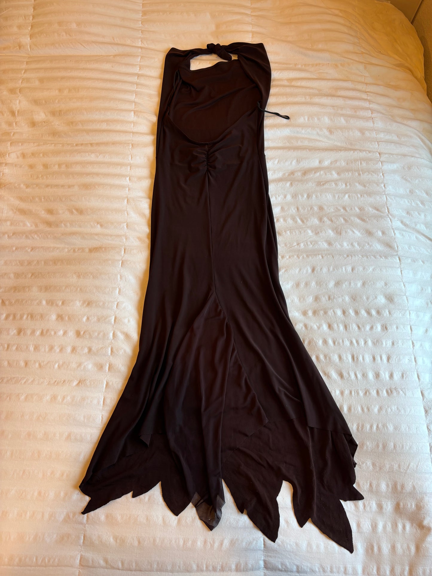 beaded cowl neck maxi dress