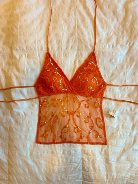 beaded backless halter top