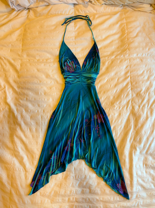 asymmetrical halter kitty dress