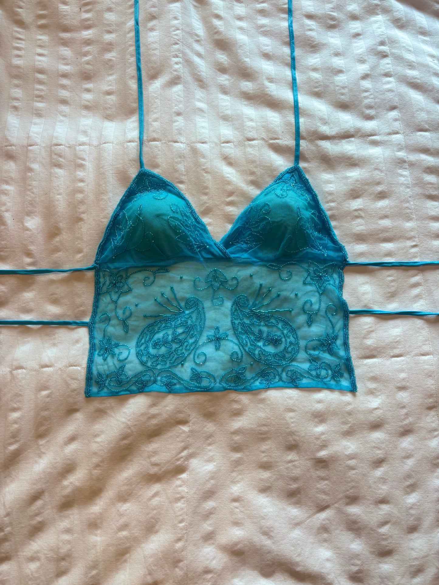 y2k backless beaded top