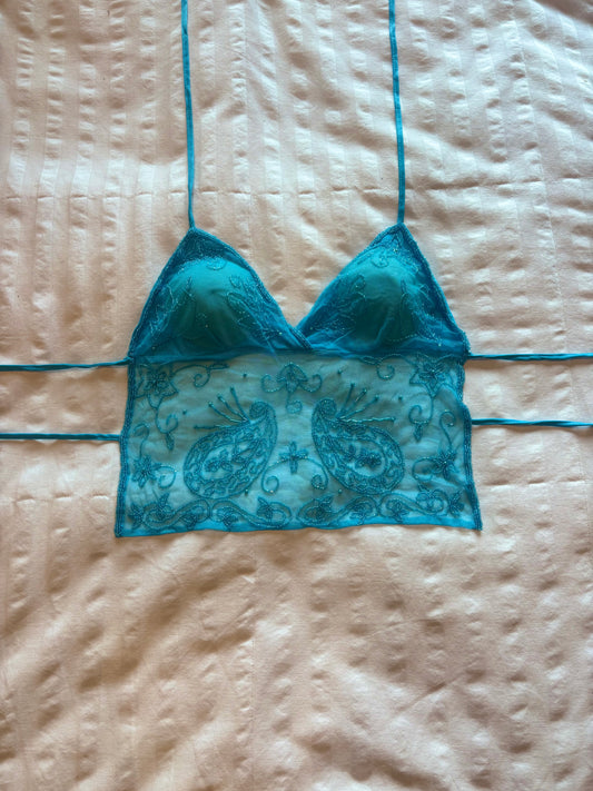 y2k backless beaded top