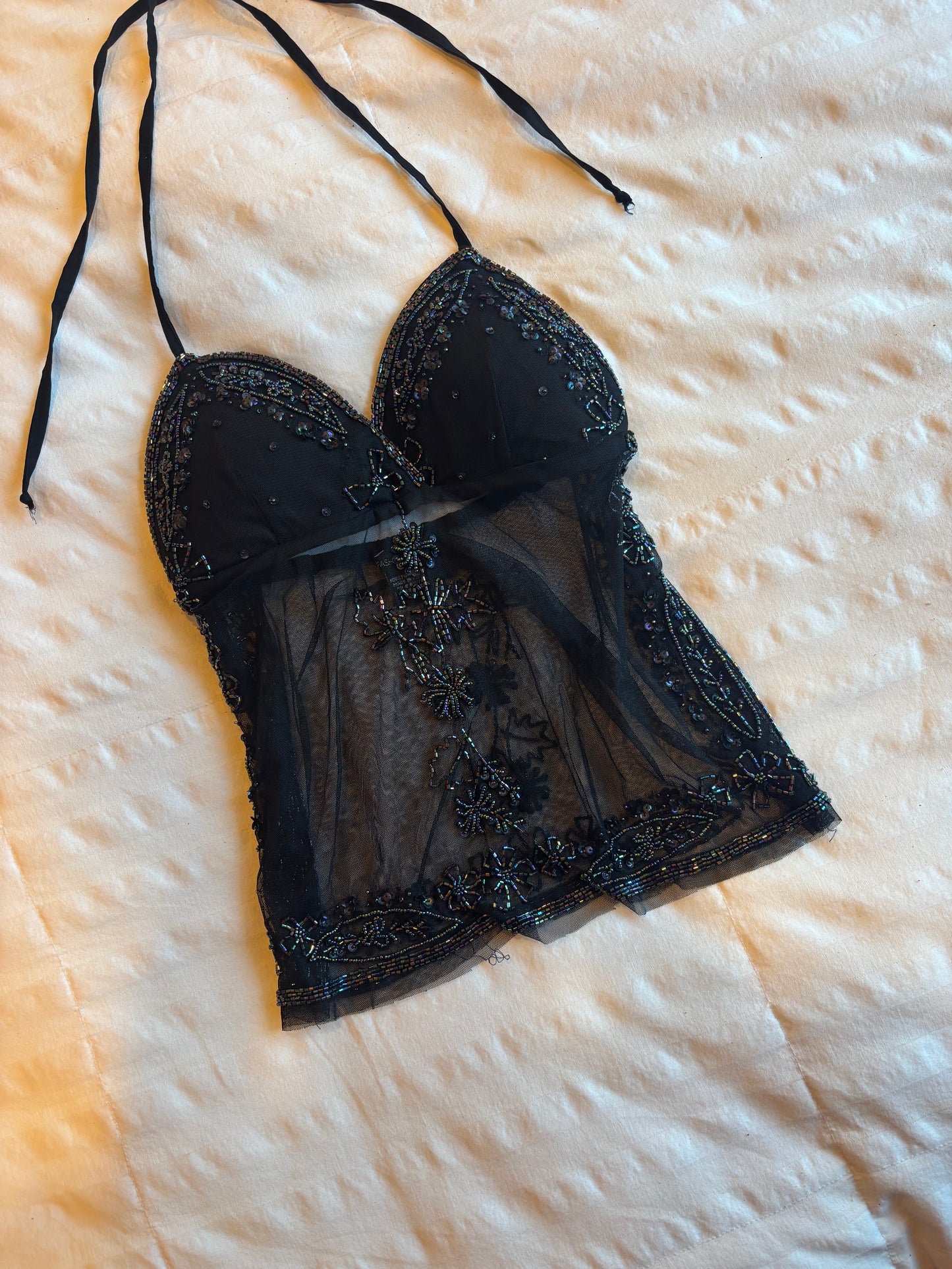 beaded backless top