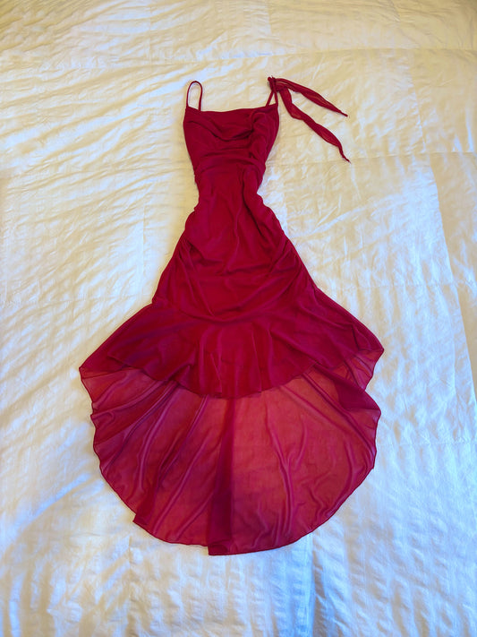 red ent dress