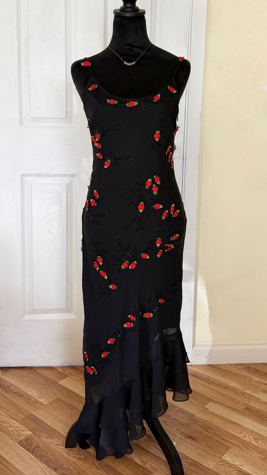 beaded asymmetrical dress